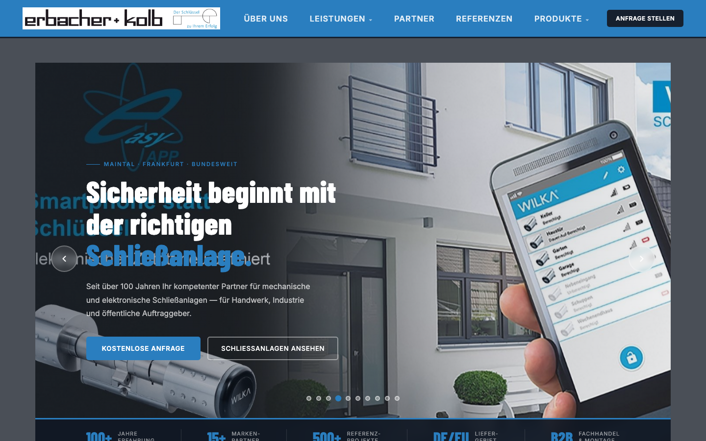 Screenshot der Website von erbacher + kolb